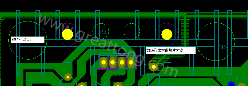 PCB設(shè)計中，散熱孔散熱片設(shè)計不當，造成很多電源板斷裂