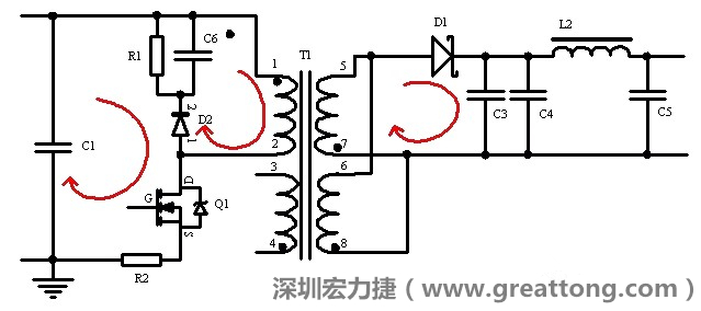 元件布局的時候，要優(yōu)先考慮高頻脈沖電流和大電流的環(huán)路面積，盡可能地減小,以抑制開關(guān)電源的輻射干擾