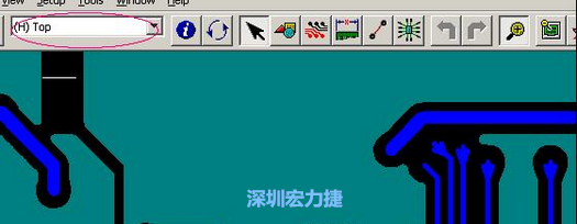 如果圖形像下圖一樣無法顯示鉆孔，只須圖（186）將紅色圈住的活動層改為當(dāng)前顯示層即可。