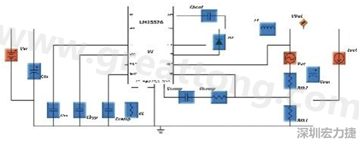 參考圖1的電流通路：把FET在導(dǎo)通狀態(tài)下流經(jīng)的通路標(biāo)記為紅色；把FET在關(guān)斷狀態(tài)下的迴路標(biāo)記為綠色。