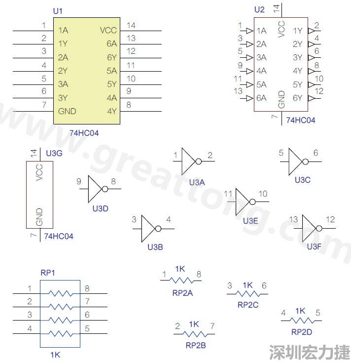 圖1 半導(dǎo)體元件供應(yīng)商所畫的電路圖符號是模擬元件的接腳圖，而非訊號流程。