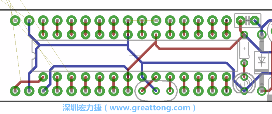 如果可以的話盡量讓接地線保持在電路板的背面，這樣它們就可以在可能范圍內和最大的接地面連結在一起。