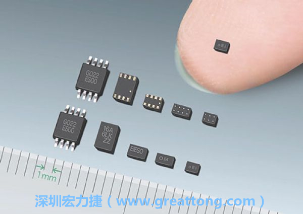 常規(guī)IC與WLP制作的封裝設(shè)計(jì)元件，尺寸有極大的差異，WLP僅需晶粒尺寸就有相同的電氣特性。