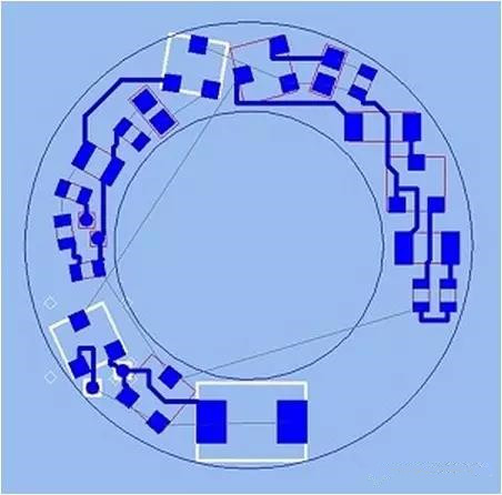 (b)基于最佳形狀的自動(dòng)布線器(完成了56.3%的導(dǎo)線布線)；